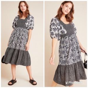 NWT hard to find Blooming Print Adrienne Flounced Midi Dress Anthropologie